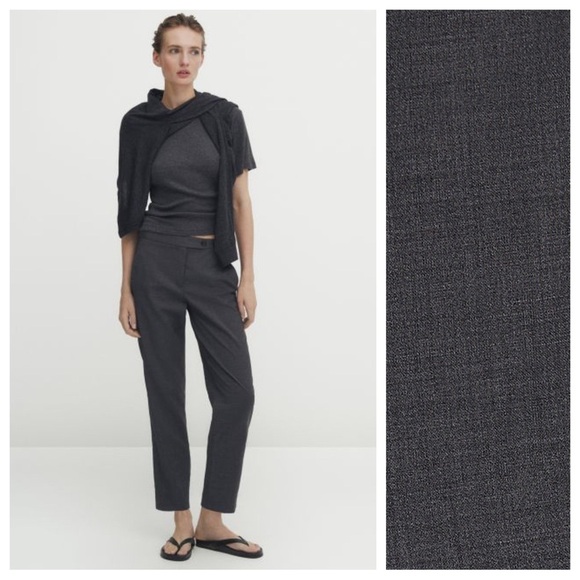 NWT. Massimo Dutti Gray Wool Bland Straight Fit Trousers. Size 8. - Picture 1 of 11